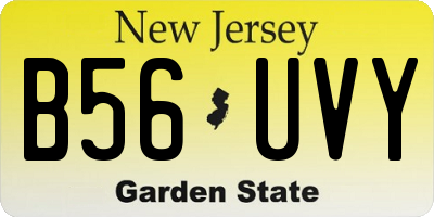 NJ license plate B56UVY