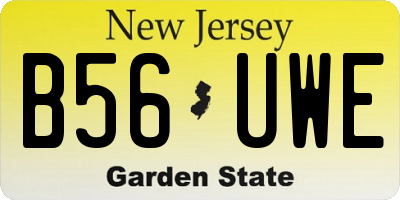 NJ license plate B56UWE