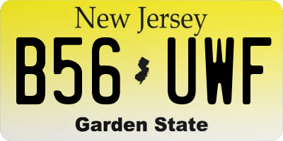 NJ license plate B56UWF