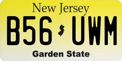NJ license plate B56UWM
