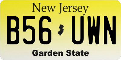 NJ license plate B56UWN