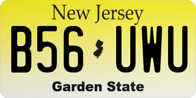 NJ license plate B56UWU