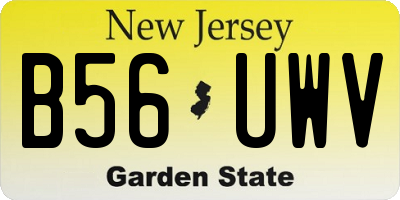 NJ license plate B56UWV