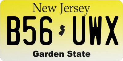 NJ license plate B56UWX