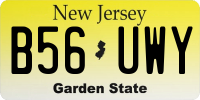 NJ license plate B56UWY