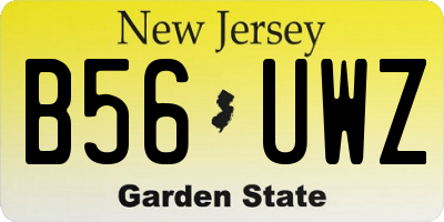 NJ license plate B56UWZ