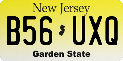 NJ license plate B56UXQ
