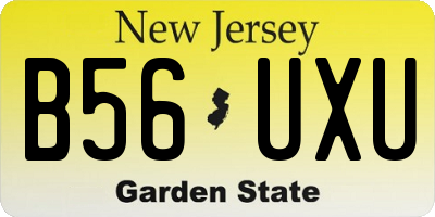 NJ license plate B56UXU