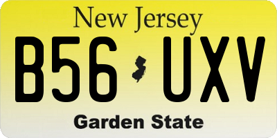 NJ license plate B56UXV