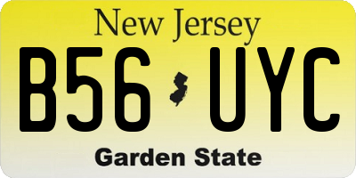 NJ license plate B56UYC