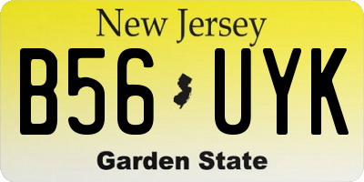 NJ license plate B56UYK