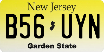 NJ license plate B56UYN