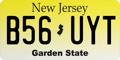 NJ license plate B56UYT