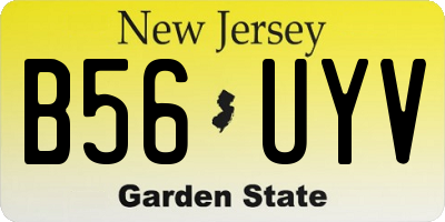 NJ license plate B56UYV