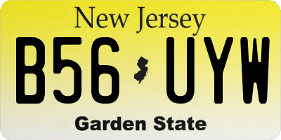 NJ license plate B56UYW