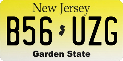 NJ license plate B56UZG