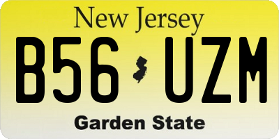 NJ license plate B56UZM