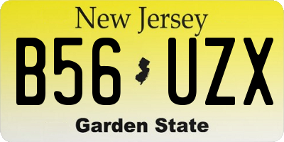 NJ license plate B56UZX