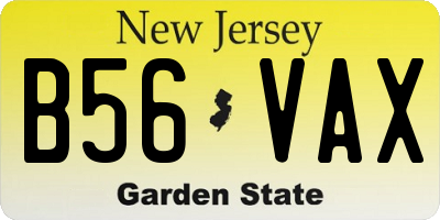 NJ license plate B56VAX