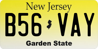 NJ license plate B56VAY