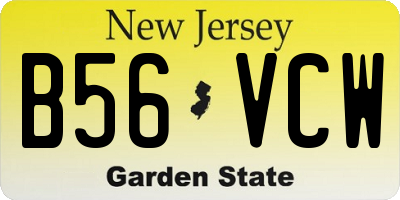 NJ license plate B56VCW