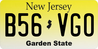 NJ license plate B56VGO