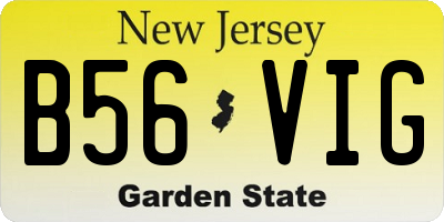 NJ license plate B56VIG