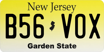 NJ license plate B56VOX