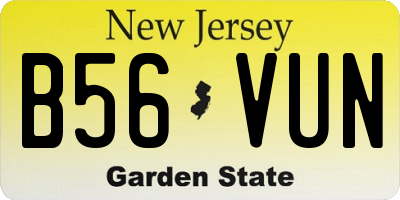 NJ license plate B56VUN