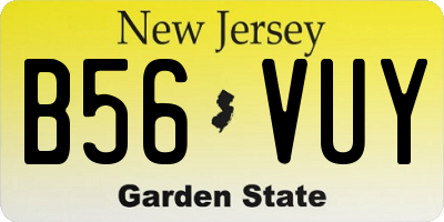 NJ license plate B56VUY