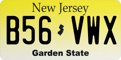 NJ license plate B56VWX