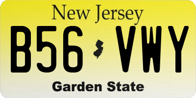 NJ license plate B56VWY