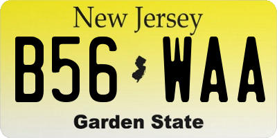 NJ license plate B56WAA