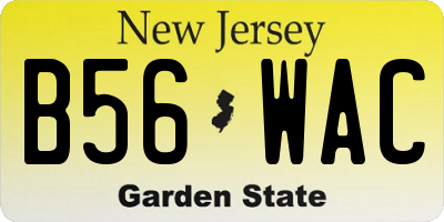 NJ license plate B56WAC