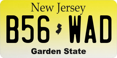 NJ license plate B56WAD