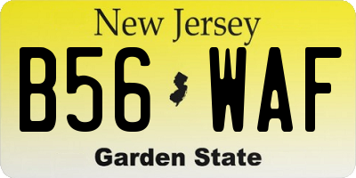 NJ license plate B56WAF