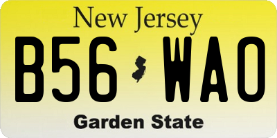 NJ license plate B56WAO