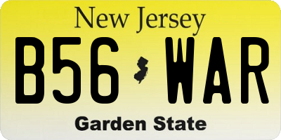 NJ license plate B56WAR