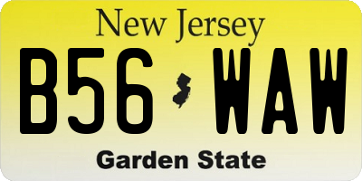 NJ license plate B56WAW