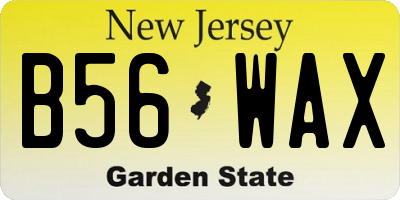 NJ license plate B56WAX