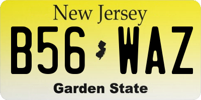 NJ license plate B56WAZ