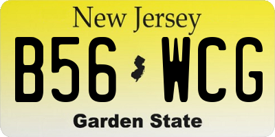 NJ license plate B56WCG