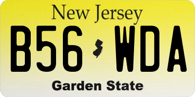NJ license plate B56WDA