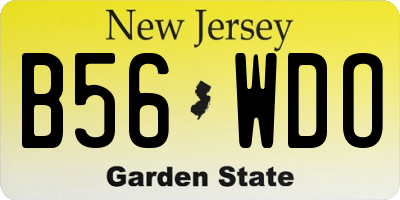 NJ license plate B56WDO