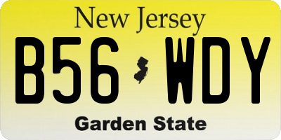 NJ license plate B56WDY