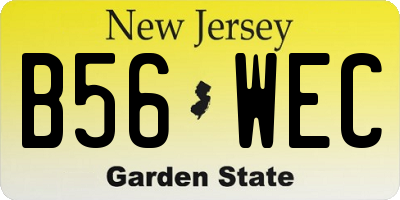 NJ license plate B56WEC