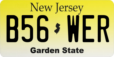 NJ license plate B56WER