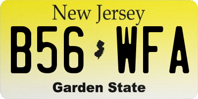 NJ license plate B56WFA