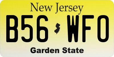 NJ license plate B56WFO