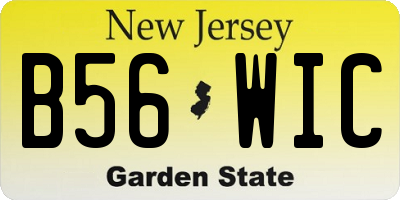 NJ license plate B56WIC